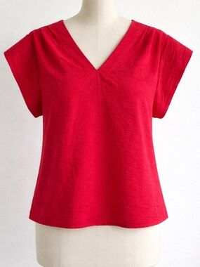 RACHEL - Rachel Roy Women's V-Neck Short Sleeve Red Top
